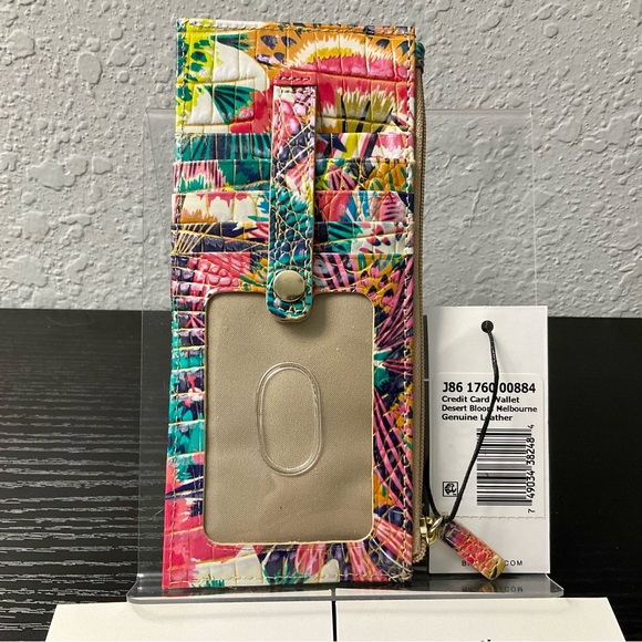 Brahmin DESERT BLOOM MELBOURNE Leather CREDIT CARD WALLET TOWER Rare HTF NWT - Picture 3 of 5